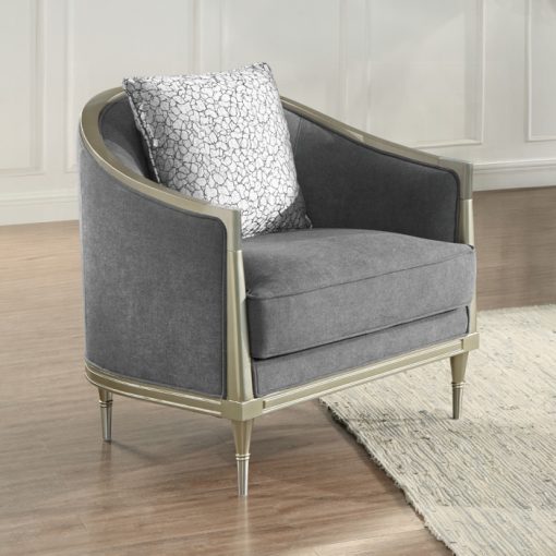 Acme Fernando Gray Chenille & Champagne Chair with Pillow
