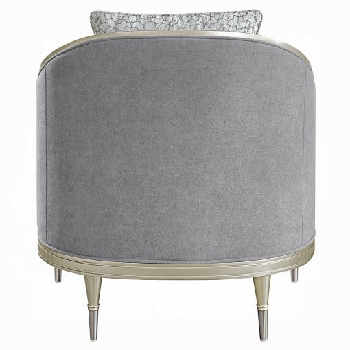 Acme Fernando Gray Chenille & Champagne Chair with Pillow - Image 5