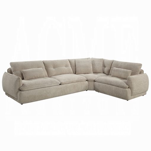 Acme Jonina Beige Chenille Sectional Sofa w/4 Pillows - Image 2