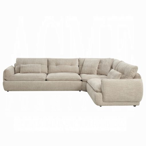 Acme Jonina Beige Chenille Sectional Sofa w/4 Pillows - Image 3