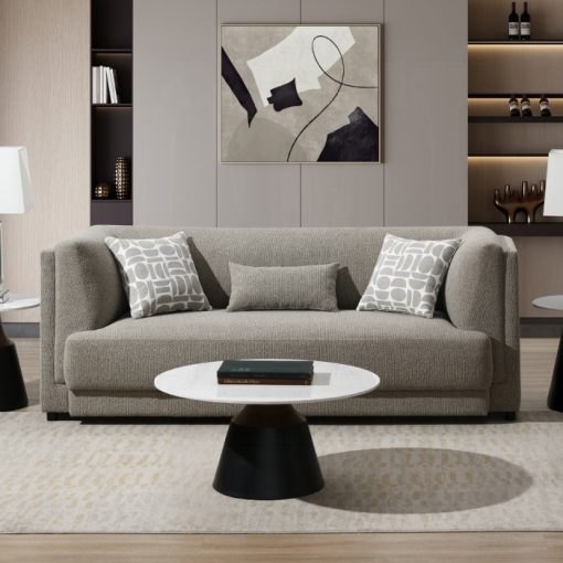 Acme Glenda Gray Chenille Sofa with 3 Pillows