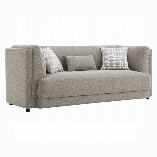 Acme Glenda Gray Chenille Sofa with 3 Pillows - Image 2