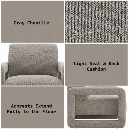 Acme Glenda Gray Chenille Accent Chair - Image 9