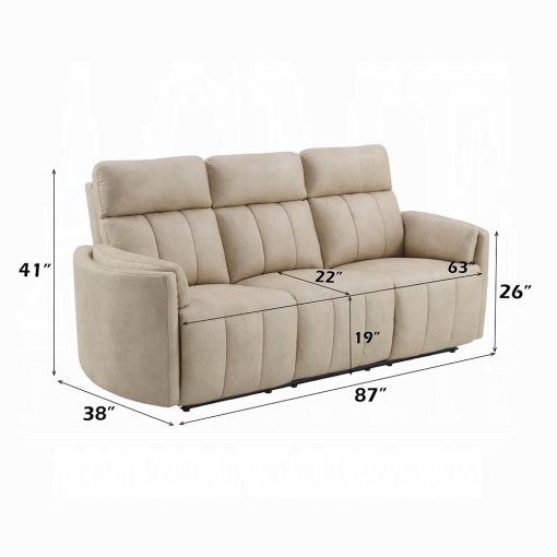 Acme Elison Dark Beige Polish Microfiber Motion Sofa - Image 9