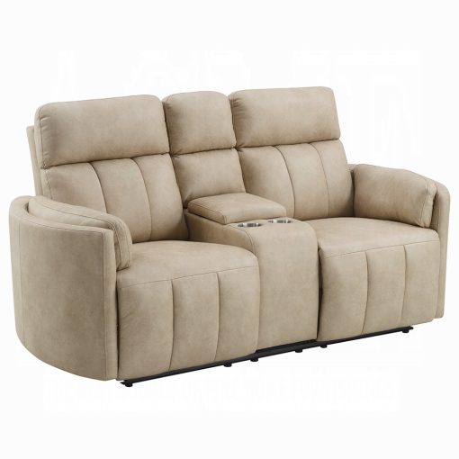 Acme Elison Dark Beige Polish Microfiber Motion Loveseat with Console - Image 2