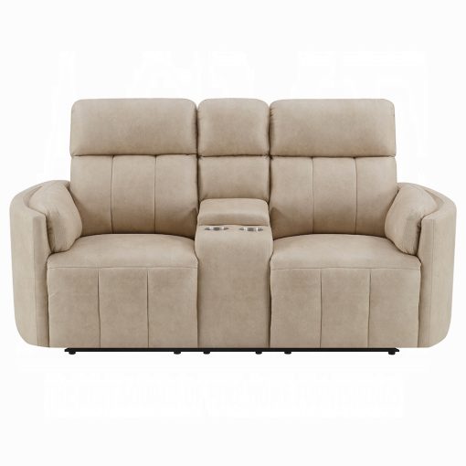 Acme Elison Dark Beige Polish Microfiber Motion Loveseat with Console - Image 3