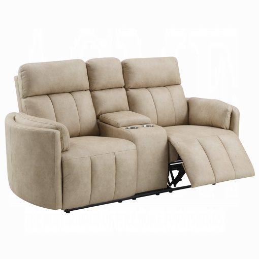Acme Elison Dark Beige Polish Microfiber Motion Loveseat with Console - Image 4