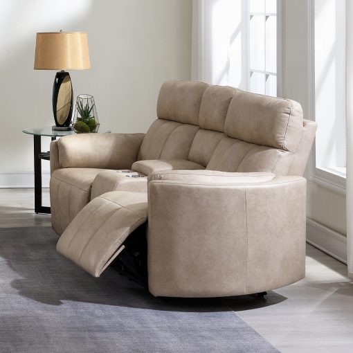 Acme Elison Dark Beige Polish Microfiber Motion Loveseat with Console - Image 8