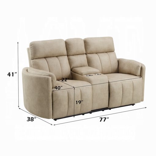 Acme Elison Dark Beige Polish Microfiber Motion Loveseat with Console - Image 9
