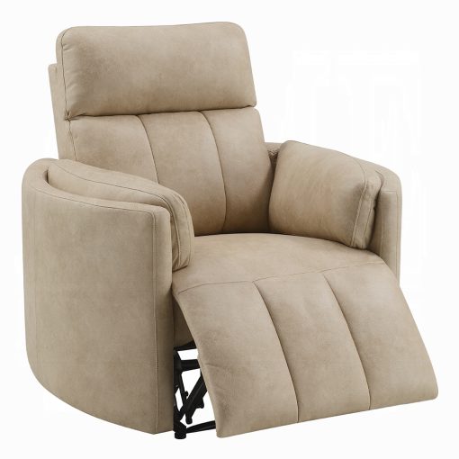 Acme Elison Dark Beige Polish Microfiber Motion Glider Recliner with Swivel - Image 4