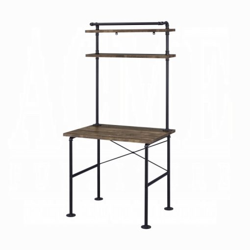 Acme Ensata Rustic Oak & Black Writing Desk - Image 2