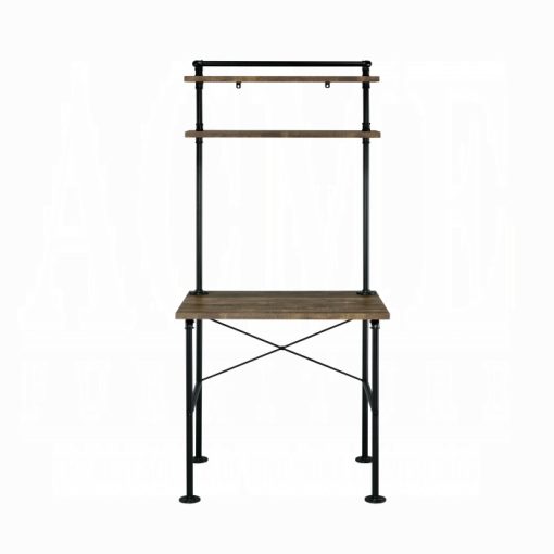 Acme Ensata Rustic Oak & Black Writing Desk - Image 3