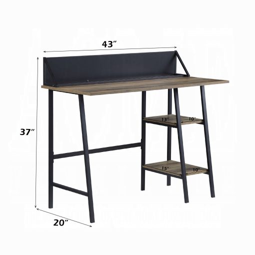 Acme Garima Rustic Oak & Black Writing Desk - Image 5