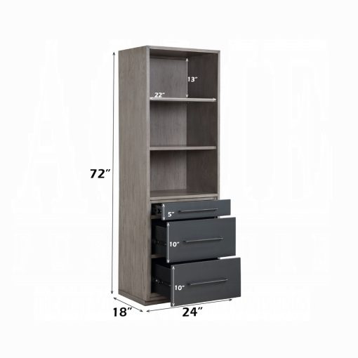 Acme Estevon Gray Oak Bookcase - Image 6