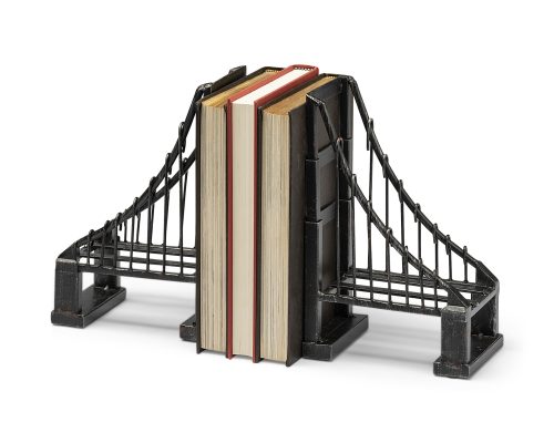 Alternative view of Mercana Suspension Set of 2 19L x 4W Brown Wrought Iron Suspension Bridge Bookends