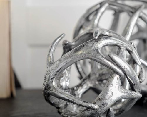 Mercana Ramus III (Small) 5L x 5W Silver Antler Shaped Decorative Orb Ball - Image 2
