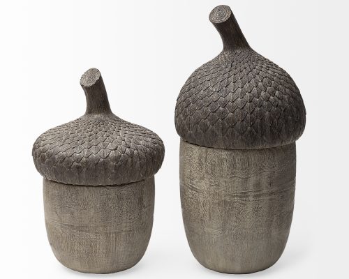 Mercana Mandor I (Small) 6L x 6W Brown Resin Acorn Box - Image 3