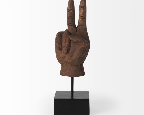 Mercana Pacem 4L x 4W Natural Wooden Carved Peace Sign Hand - Image 6