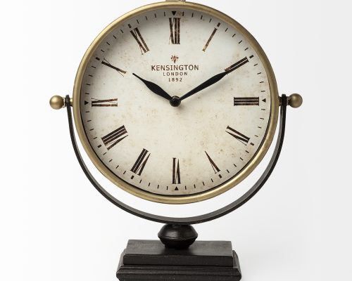 Mercana Houston Gold Metal Half Moon Base Table Clock - Image 4