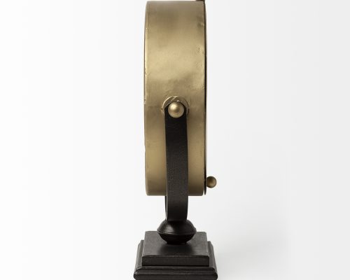 Mercana Houston Gold Metal Half Moon Base Table Clock - Image 5