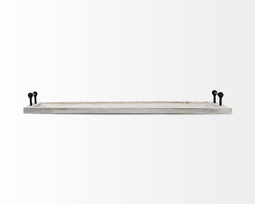 Mercana Alfred 35L x 16W Natural Wooden Herringbone Rectangular Tray - Image 5