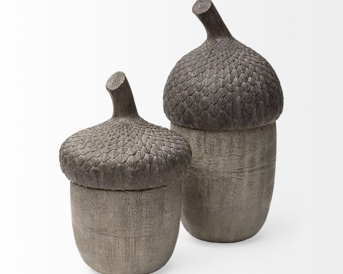 Mercana Mandor I (Small) 6L x 6W Brown Resin Acorn Box - Image 4