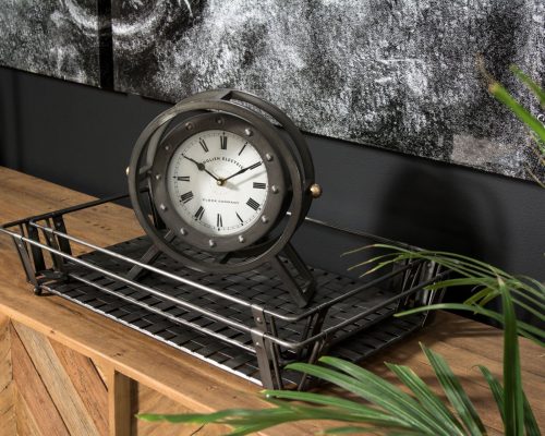 Mercana Gaston Gray Metal Circular Table Clock - Image 3