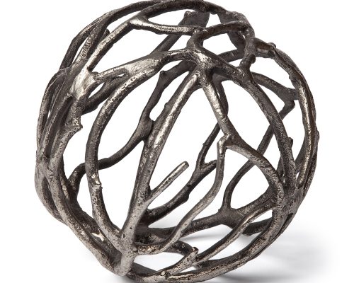 Alternative view of Mercana Sphaira II Large 7L x 7W Silver Cast Aluminum Decorative Tree Branch Orb