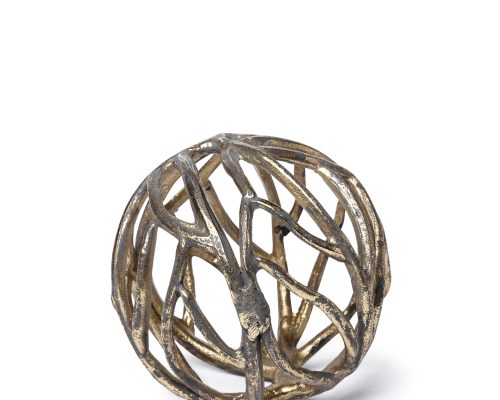 Alternative view of Mercana Sphaira Noir I Small 5L x 5W Gold Cast Aluminum Decorative Tree Branch Orb