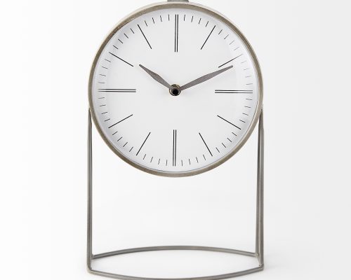 Mercana Aurus Matte Gray Metal Table Clock - Image 3