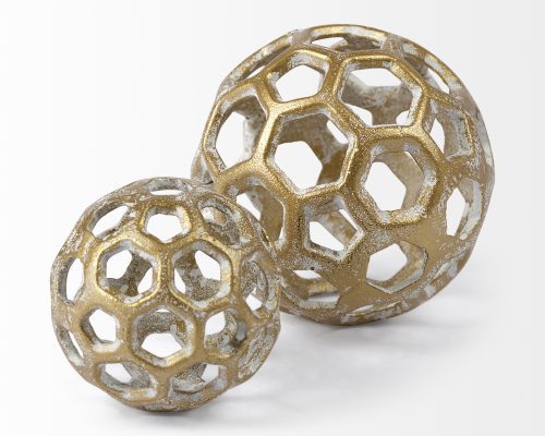 Mercana Moyer I (Small) 3L x 3W Gold Metal Hollow Decorative Orb - Image 5