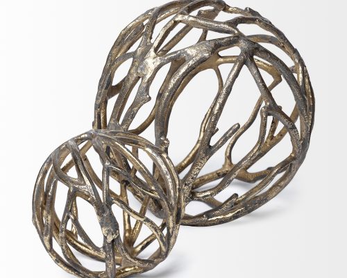 Mercana Sphaira Noir I Small 5L x 5W Gold Cast Aluminum Decorative Tree Branch Orb - Image 5