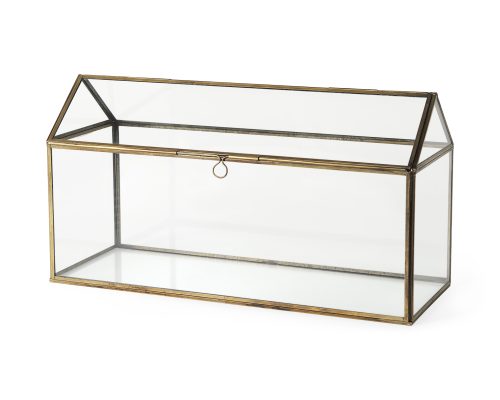 Mercana Hutt 16L x 6W x 9H Gold Glass Terrarium Box