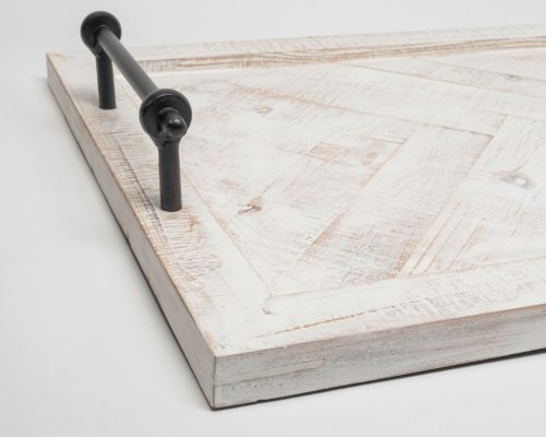Mercana Alfred 35L x 16W Natural Wooden Herringbone Rectangular Tray - Image 7
