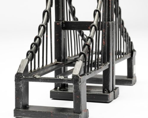 Mercana Suspension Set of 2 19L x 4W Brown Wrought Iron Suspension Bridge Bookends - Image 8