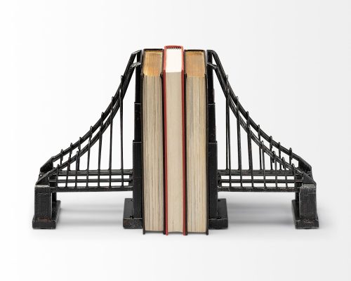 Mercana Suspension Set of 2 19L x 4W Brown Wrought Iron Suspension Bridge Bookends - Image 5