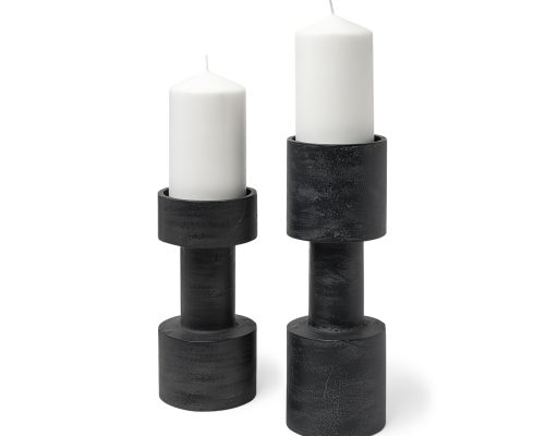 Mercana Bolton I 3.9L x 3.9W x 10.6H Black Metal Table Candle Holders - Image 2