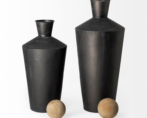 Mercana Asher Set of Two Black Metal Urns - Image 5