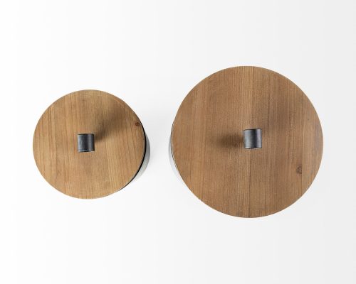 Mercana Cyril (Set of 2) Gray Metal W/ Brown Wood Lids Jars - Image 7