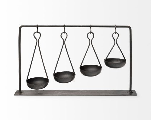 Mercana Enos 19L x 3W Black Metal 4 Bowl Ancient Spice Market Decorative Display - Image 3