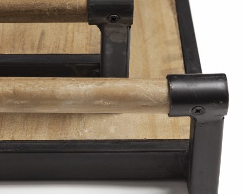 Mercana Benson Set of 2 Brown Wood Black Metal Trays - Image 7
