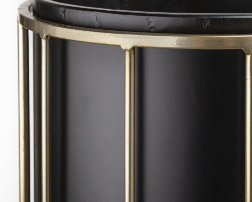Mercana Pianta 13 x 21 Set of Two Black Metal Insert Brass Frame Plant Stands - Image 4
