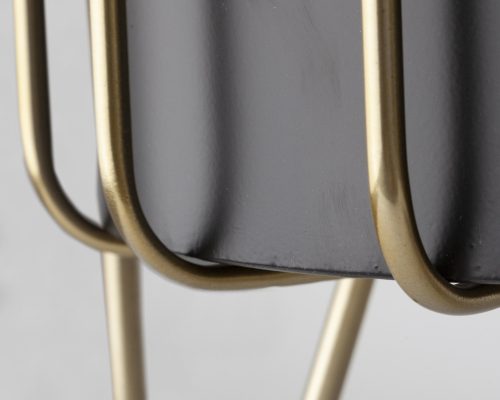 Mercana Pianta 13 x 21 Set of Two Black Metal Insert Brass Frame Plant Stands - Image 5
