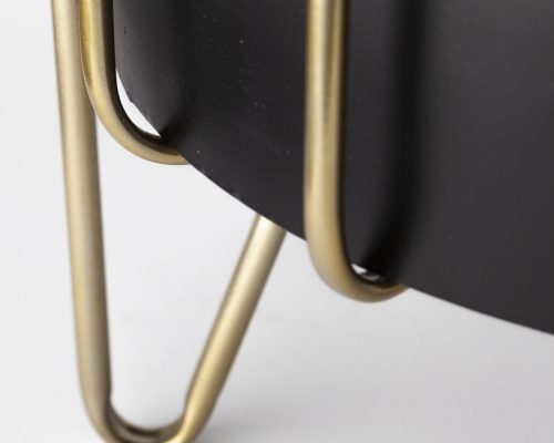 Mercana Pianta 13 x 21 Set of Two Black Metal Insert Brass Frame Plant Stands - Image 6