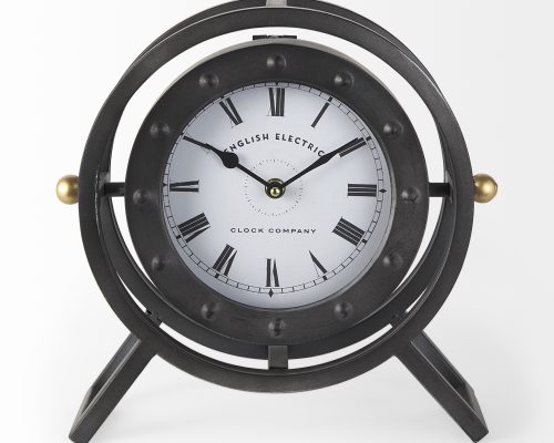 Mercana Gaston Gray Metal Circular Table Clock - Image 4