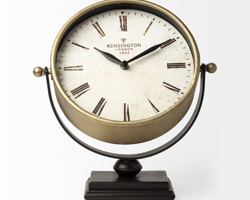 Mercana Houston Gold Metal Half Moon Base Table Clock - Image 7