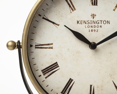 Mercana Houston Gold Metal Half Moon Base Table Clock - Image 9