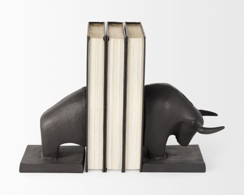 Mercana Tauro III (Set of 2) 10L x 5W Black Cast Aluminum Raging Bull Bookends - Image 5