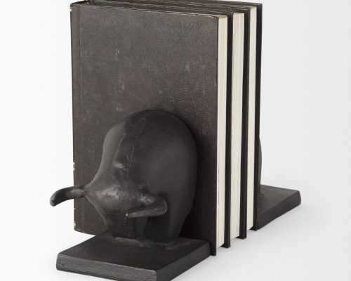 Mercana Tauro III (Set of 2) 10L x 5W Black Cast Aluminum Raging Bull Bookends - Image 7