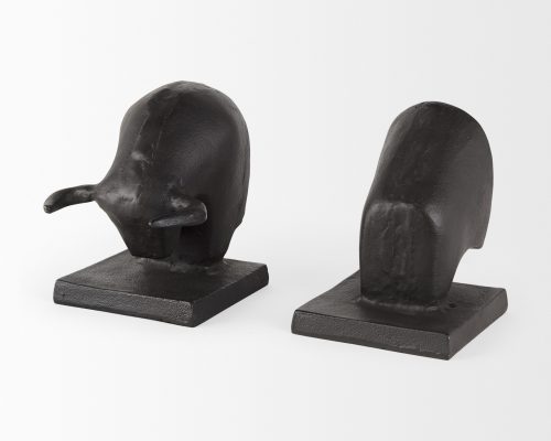 Mercana Tauro III (Set of 2) 10L x 5W Black Cast Aluminum Raging Bull Bookends - Image 8